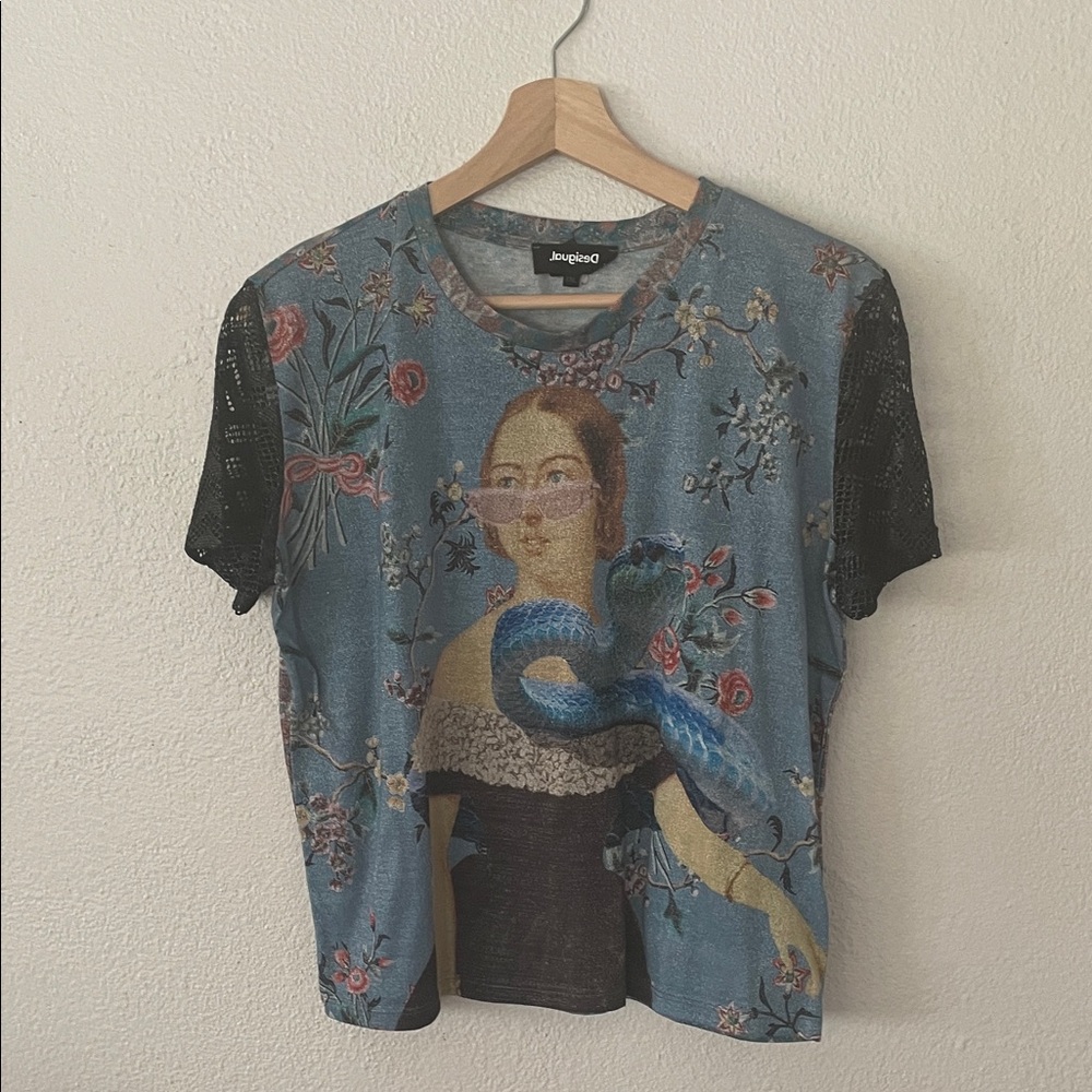 Desigual Artistic Blue and Black Tee